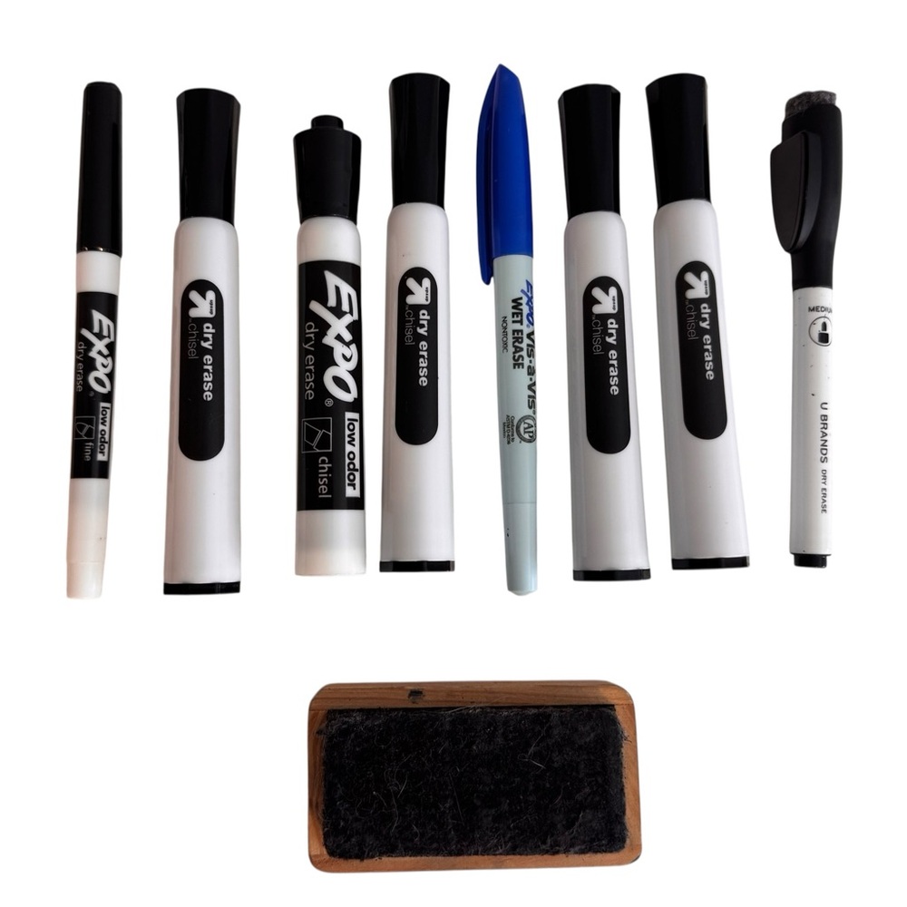 8 dry erase markers with eraser